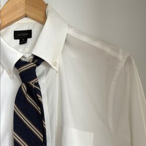 J. Crew Silk Wool Repp Stripe Tie in Navy & Tan